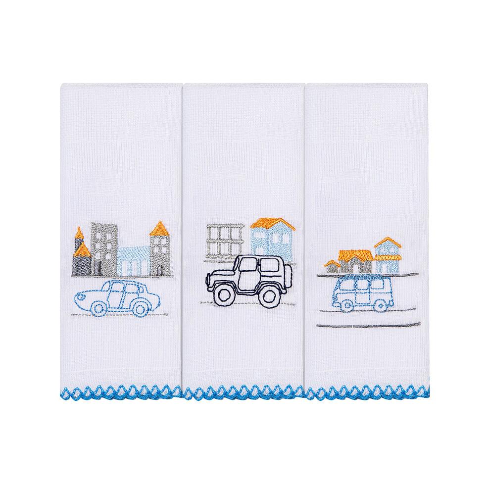 Kit Pano De Boca Bordados Papi Cidade - 3 Peças