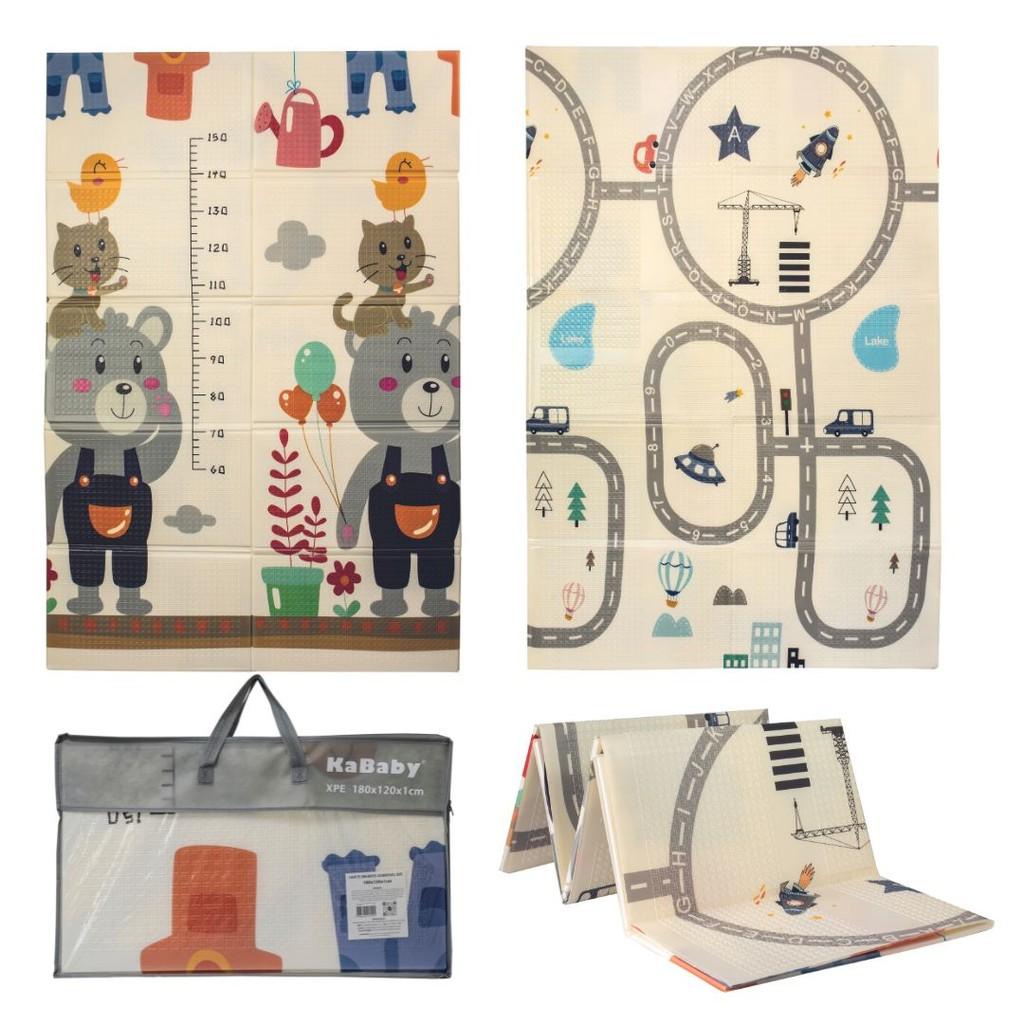 Tapete Infantil De Atividades 2 Em 1 Emborrachado Dobrável Macio Tatame Dupla Face 180 X 120 X 10mm - Kababy