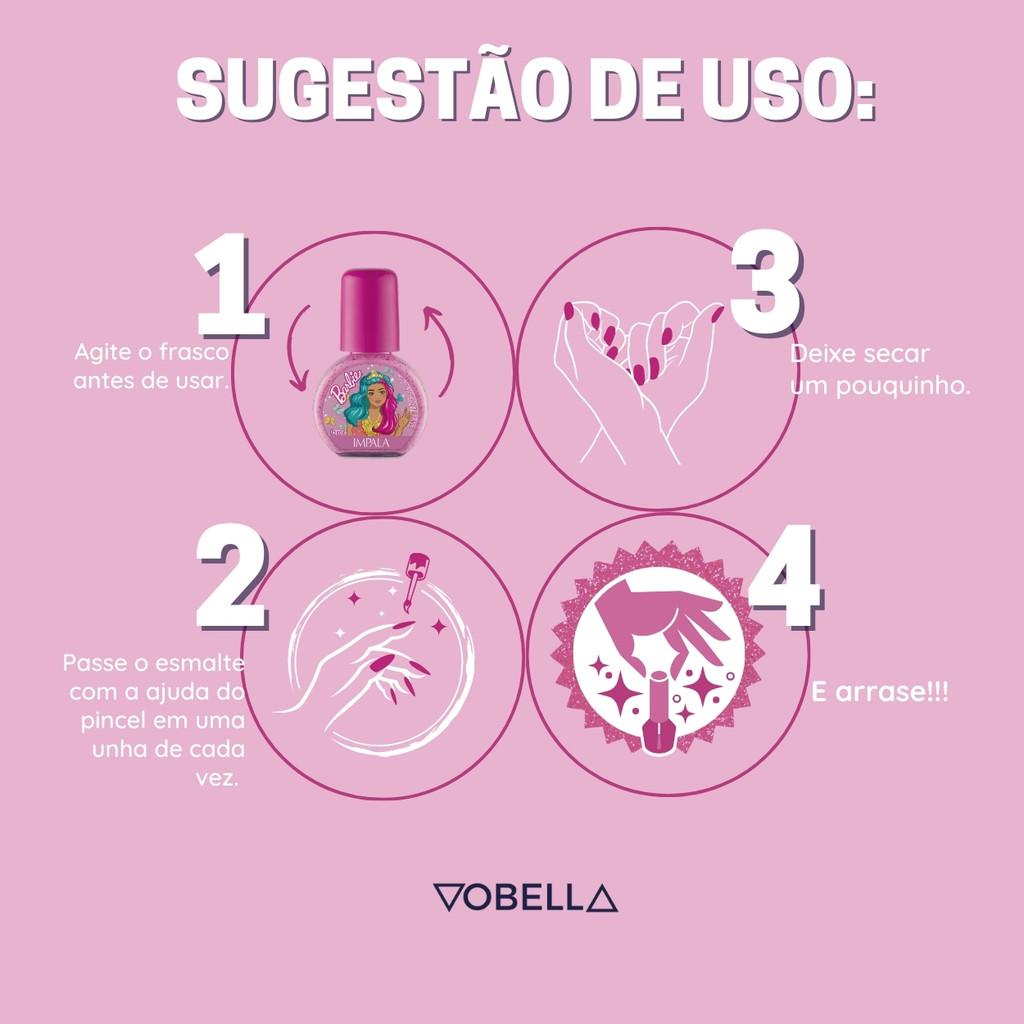 Esmalte Impala Infantil Kids Barbie Brilho Encantado Glitter