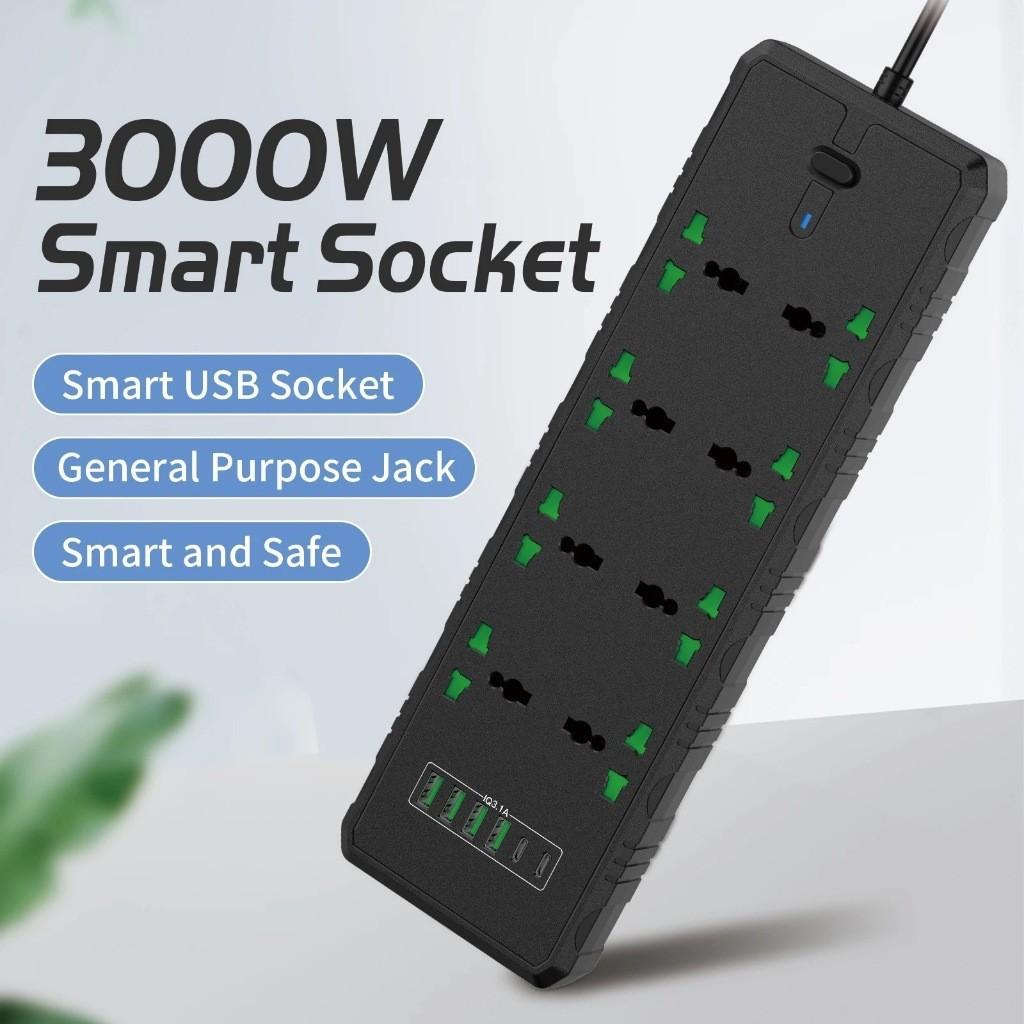 Filtros De Linha Regua Extensão Bivolt 8 Tomadas 6 USB 3000w