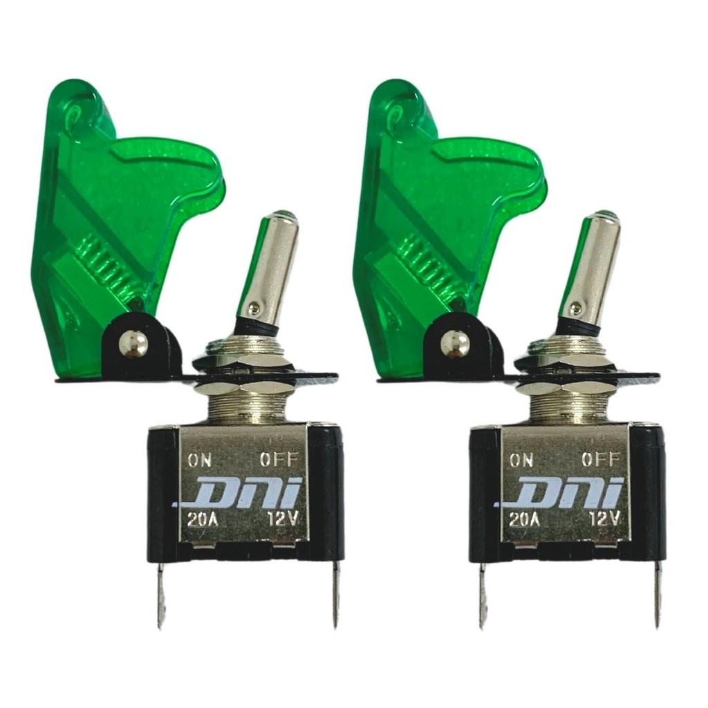 Kit 2 Chave Botão Liga Desliga 2 Posições 12v Capa Verde LED
