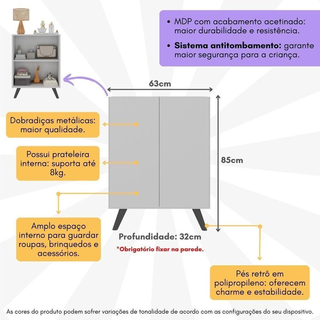 Cômoda Infantil 2 Portas Retrô Multimóveis Looloo