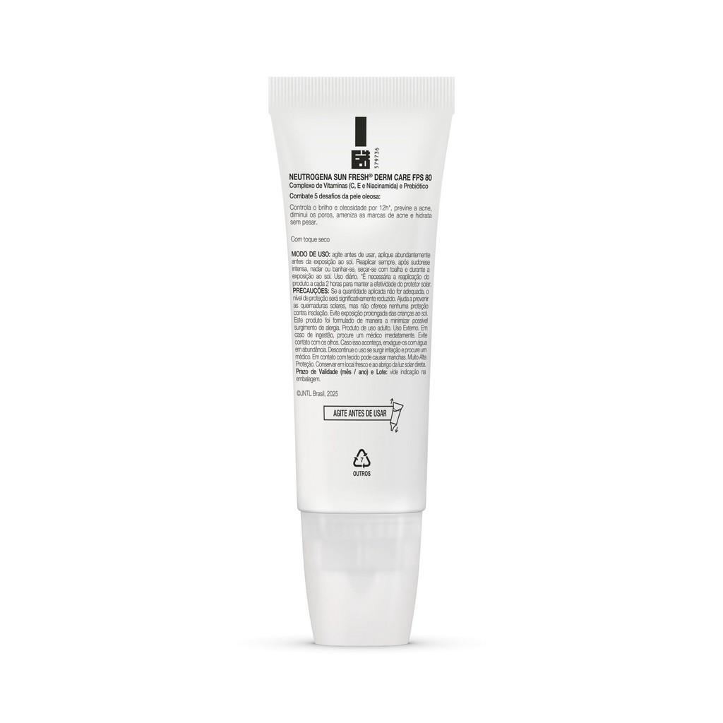 Protetor Solar Facial Neutrogena Sun Fresh Derm Care Oil Control Fluído Sem Cor FPS 80 40ml