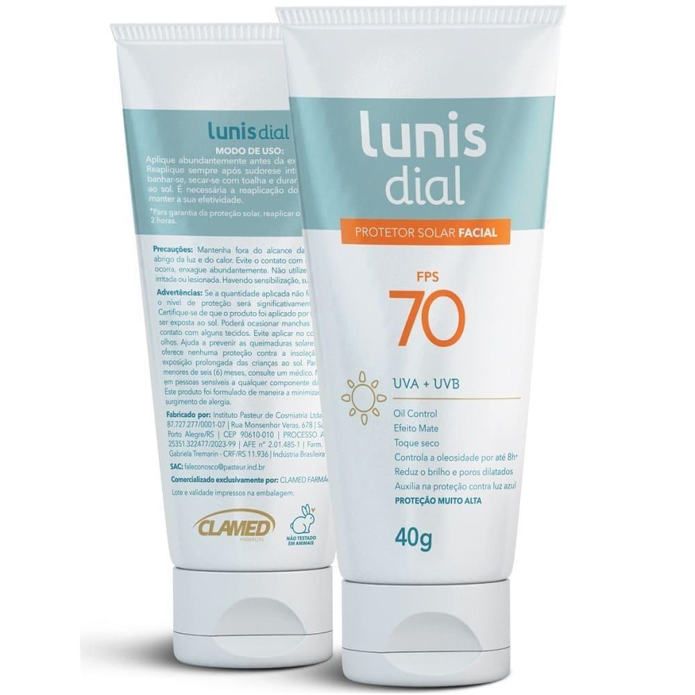 Protetor Solar Lunis Dial 40gr Fps70 Facial