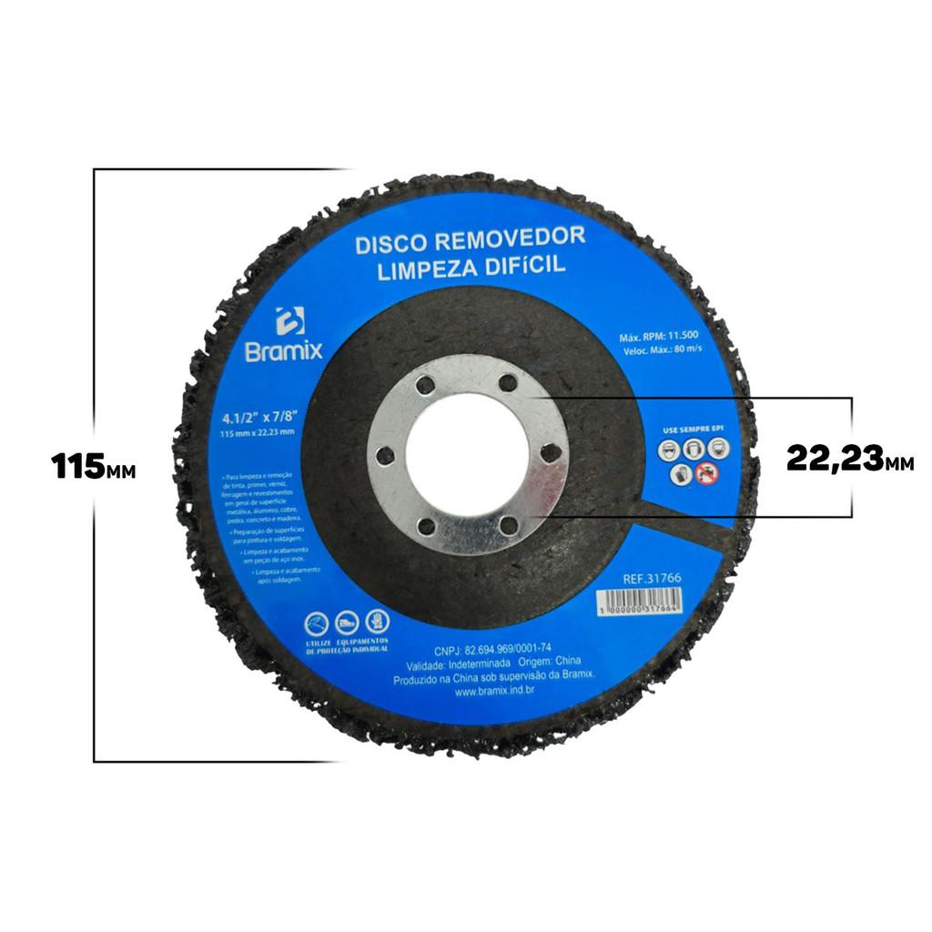 Disco Abrasivo Removedor De Limpeza Difícil Para Alumínio Cobre Madeira Tinta Verniz 115mm Bramix