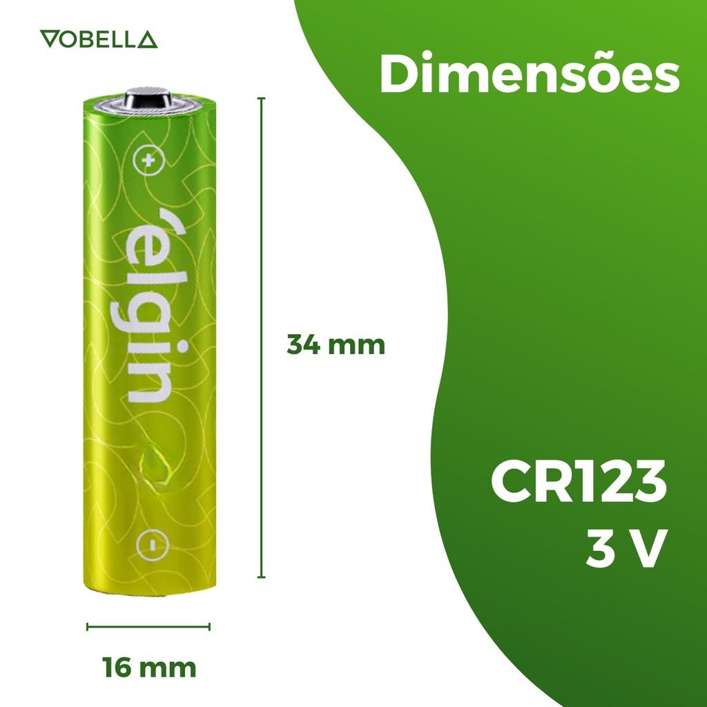 Bateria Pilha Cr123 3v Sensor Alarme Câmera Elgin