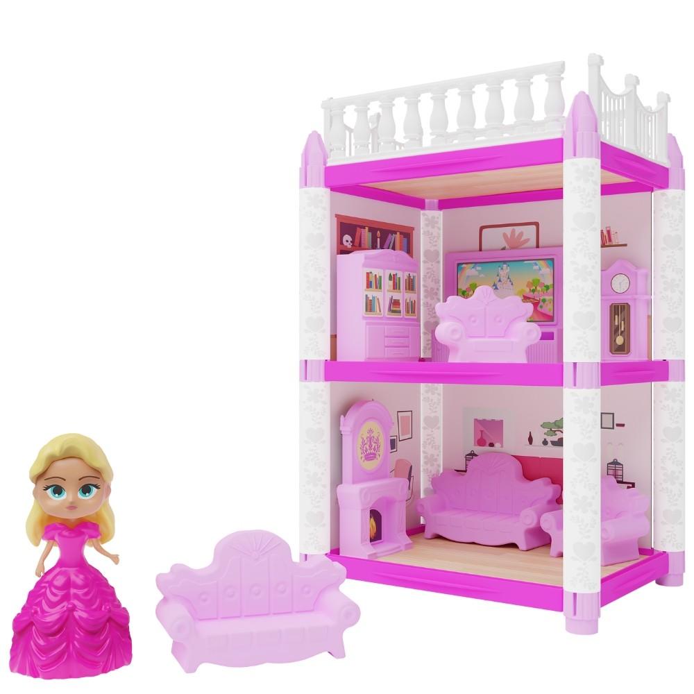 Sala De TV E Biblioteca Da Princesa Ggb Brinquedos 56 Peças Cômodo Casinha Menina 8 Móveis Boneca