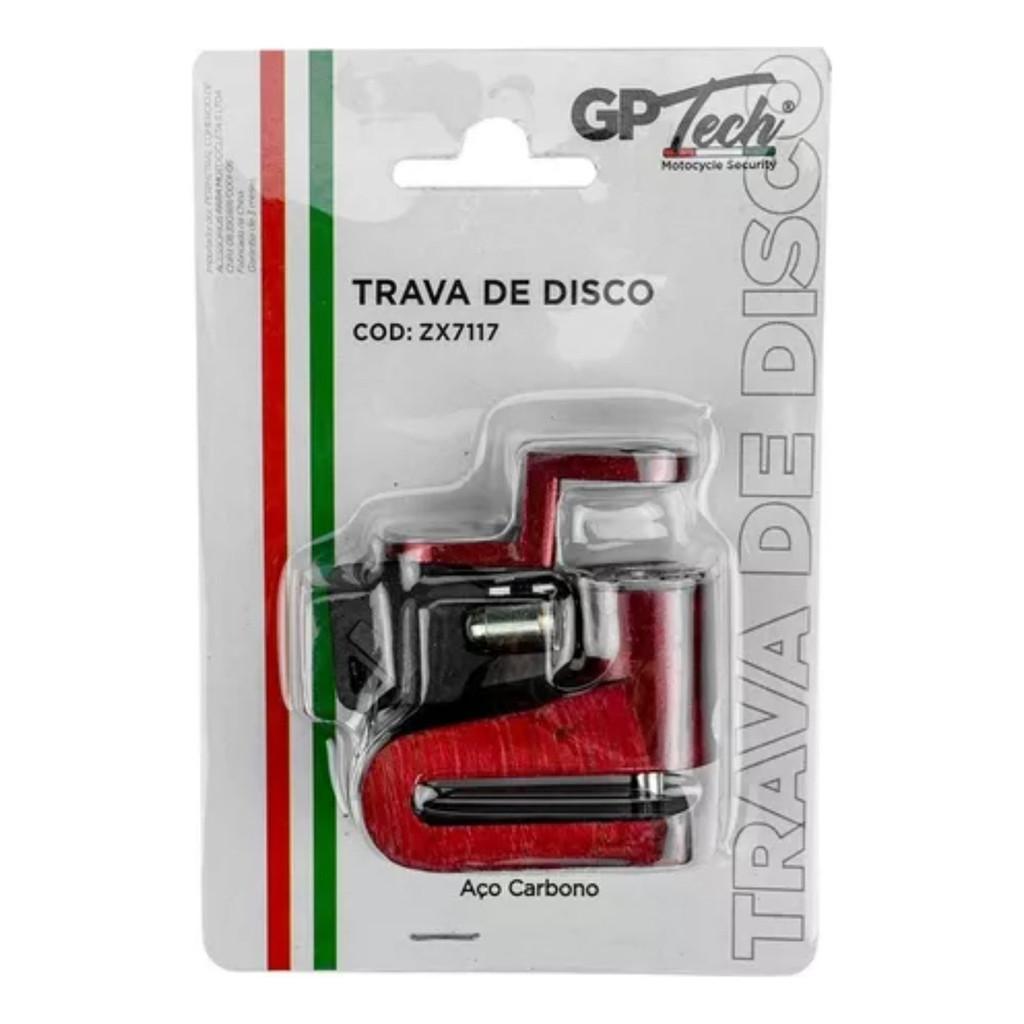 Trava De Disco Zx7117 Vermelha Metálica Para Moto Gp Tech