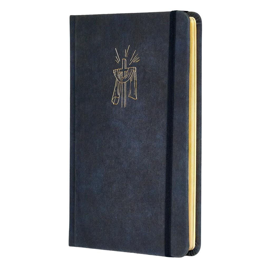 Bíblia Sagrada Slim Nvi Capa Dura Com Elástico Transversal Luxo Tecido Azul Marinho
