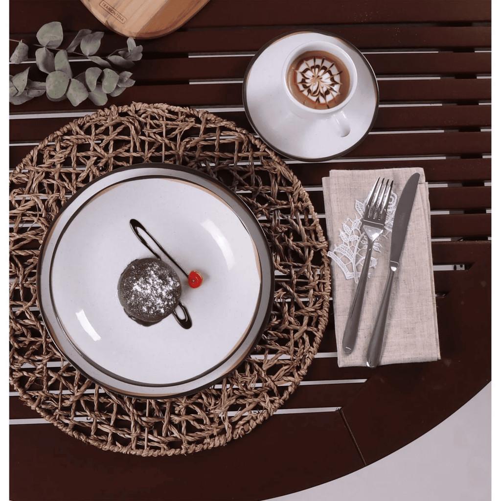 Jogo De Pratos Sobremesa Kit 4 Peças Porcelana 19cm Canyon Tramontina