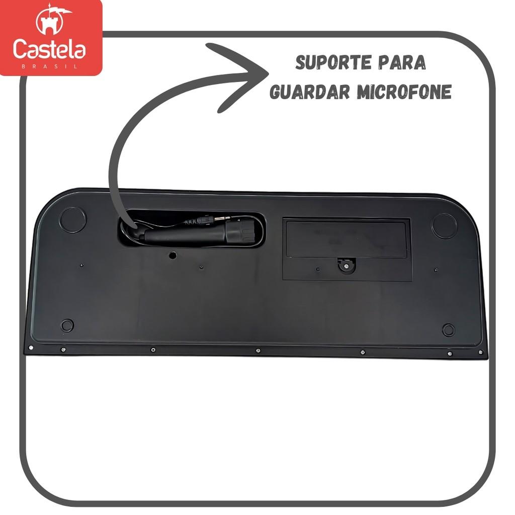 Teclado Musical E Microfone Infantil Grava Musica Castela