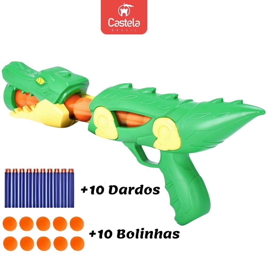 Lançador Infantil Dardos Bolinhas Brinquedo Divertido Crocodilo Popper - Castela
