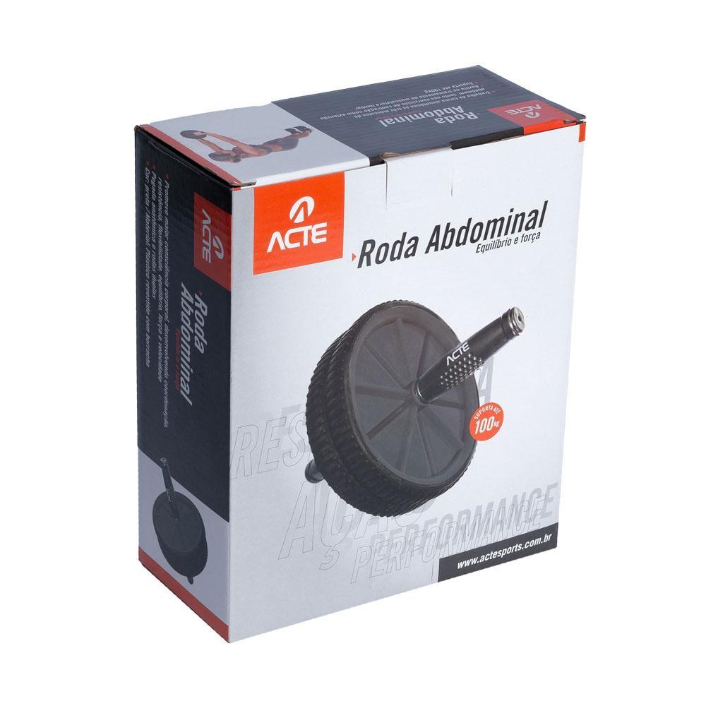 Roda Abdominal Plástico Borracha T14 Cinza E Preto Acte