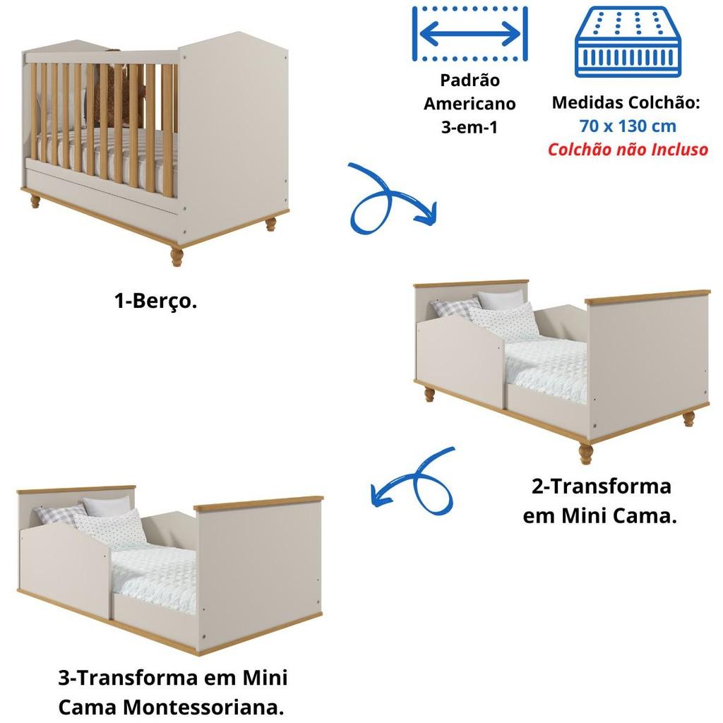 Berço Americano 3 Em 1 Mini Cama Montessoriana Casinha 100 Mdf