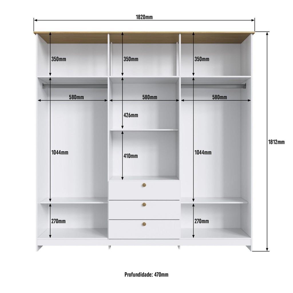 Guarda-roupa 6 Portas E 3 Gavetas Americano 6 Portas