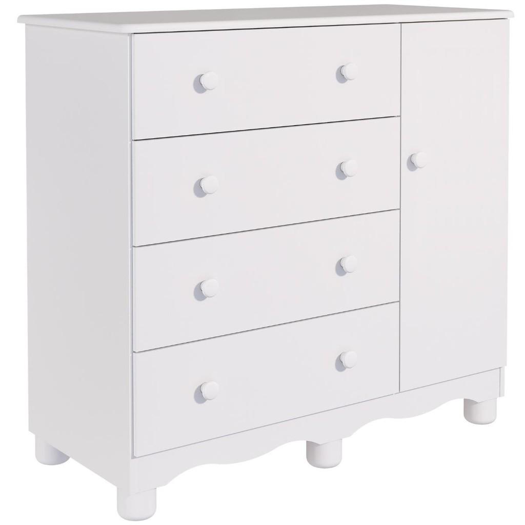 Cômoda Infantil 4 Gavetas 1 Porta Lisa Junior 100 Mdf Faura