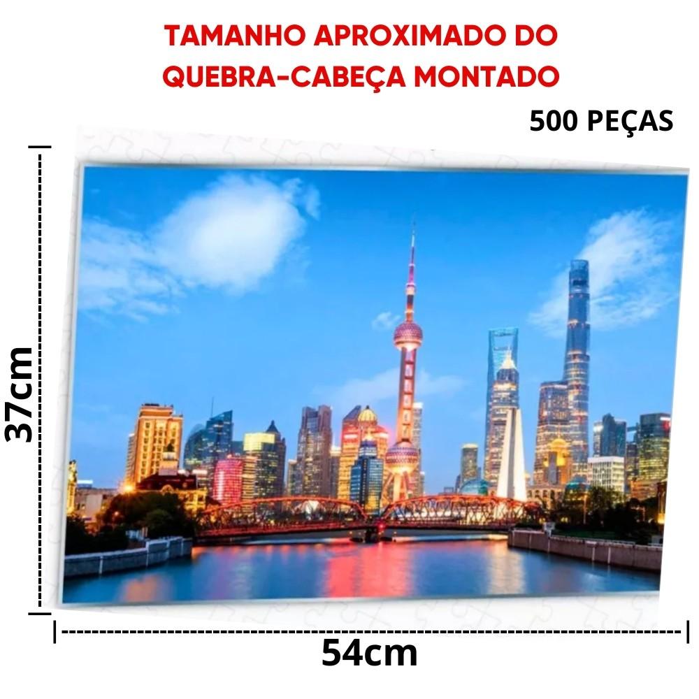 Quebra Cabeça Xangai 500 Peças Pais E Filhos Puzzle Paisagem Pontos Turísticos China Ásia Prédios