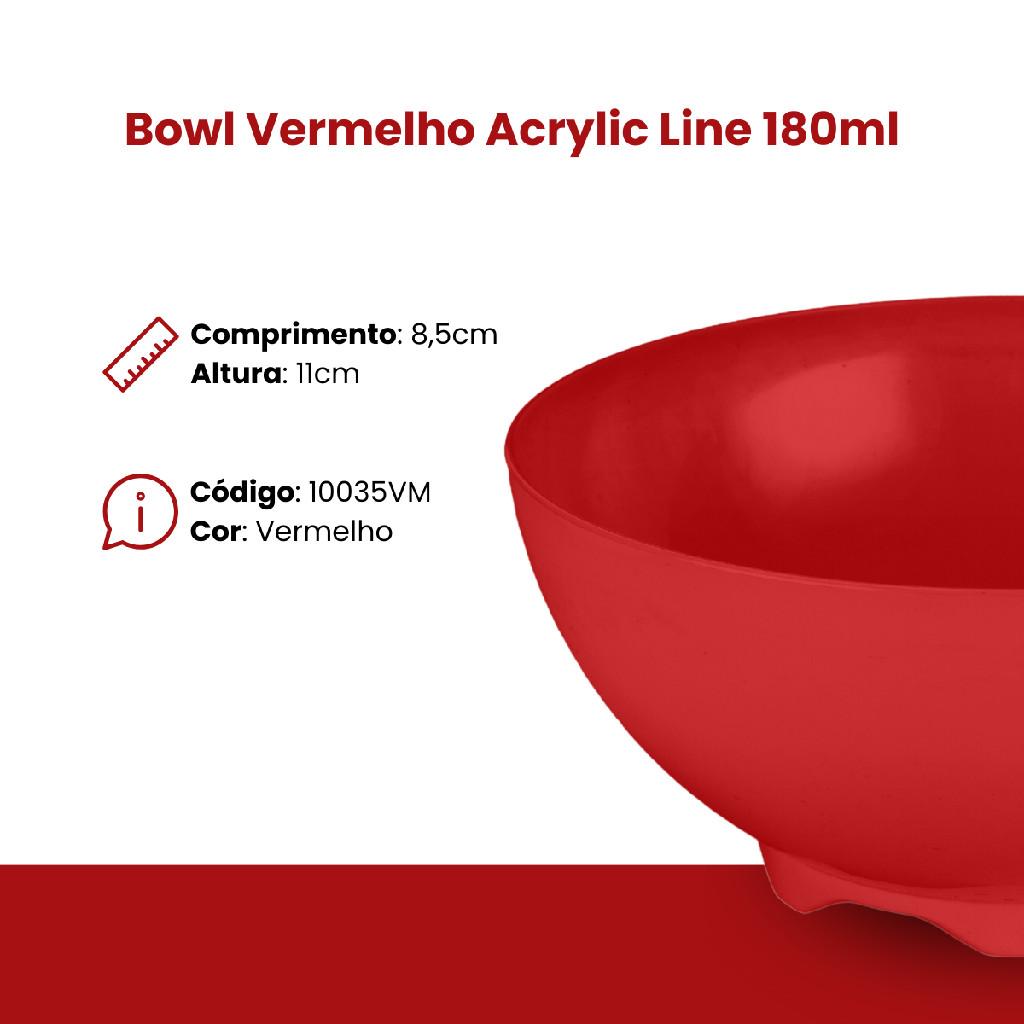 Bowl Tigela Multiuso Acrilico Vermelho Acrylic Line 180 Ml