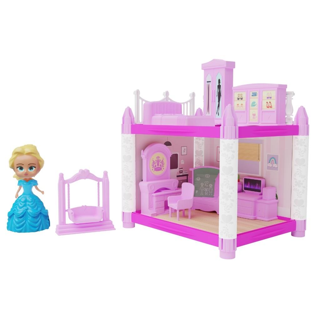Quartinho Da Princesa Ggb Brinquedos 39 Peças Cômodo Casinha Meninas 8 Móveis Adesivo Montar Bonecas