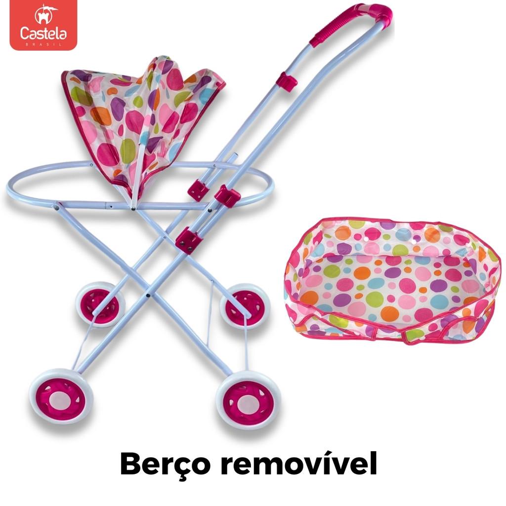 Carrinho De Bebê Berço Infantil Com Rodinhas Deluxe - Castela
