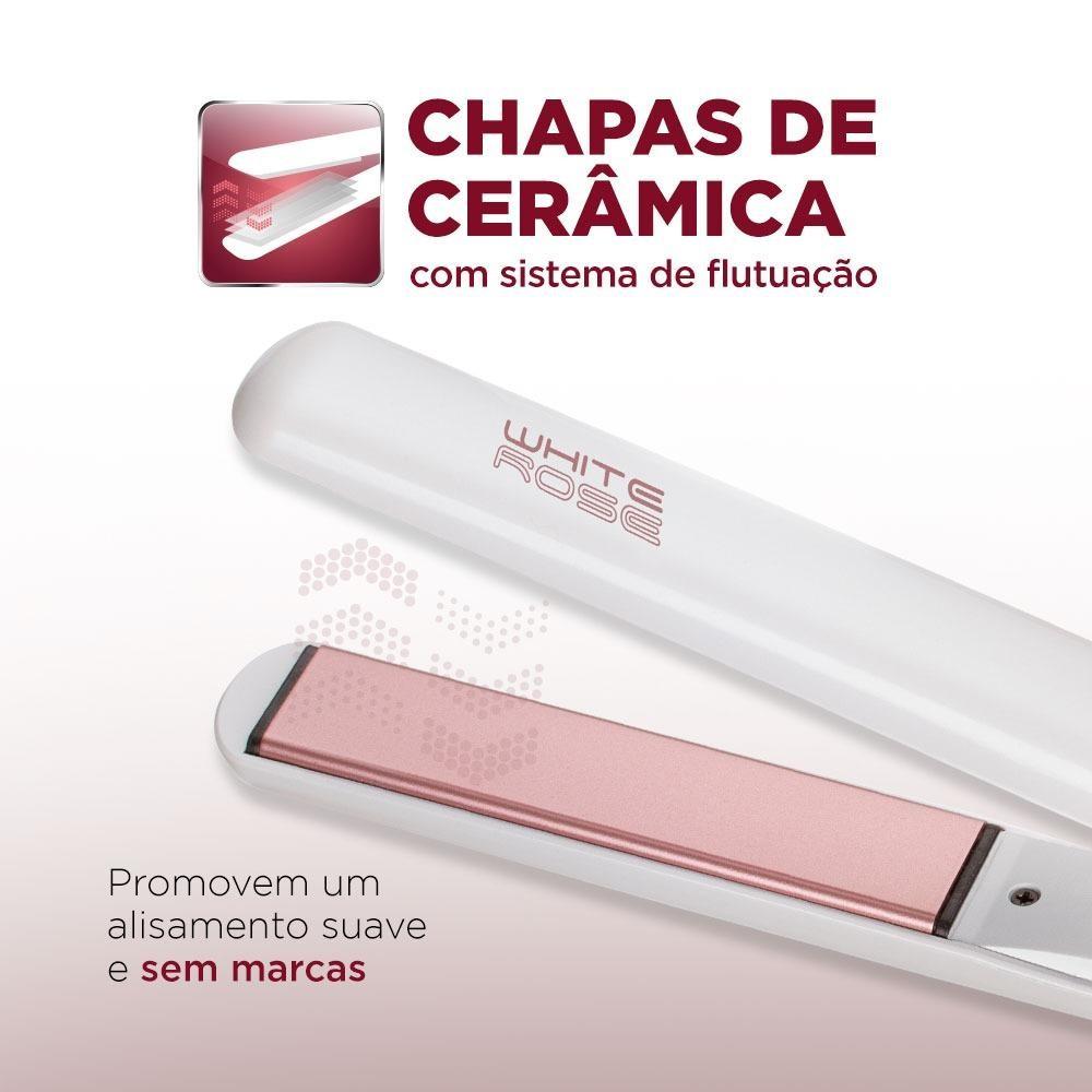 Prancha Alisadora Mondial P-50 Com Tourmaline Íon 45W Branco/rose Gold Bivolt