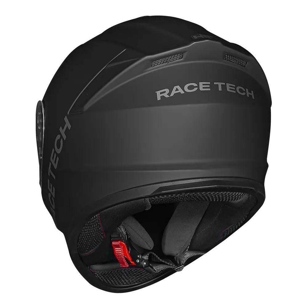 Capacete Moto Motoqueiro Fechado Race Tech Hit Monocolor Preto Fosco Lente Cristal