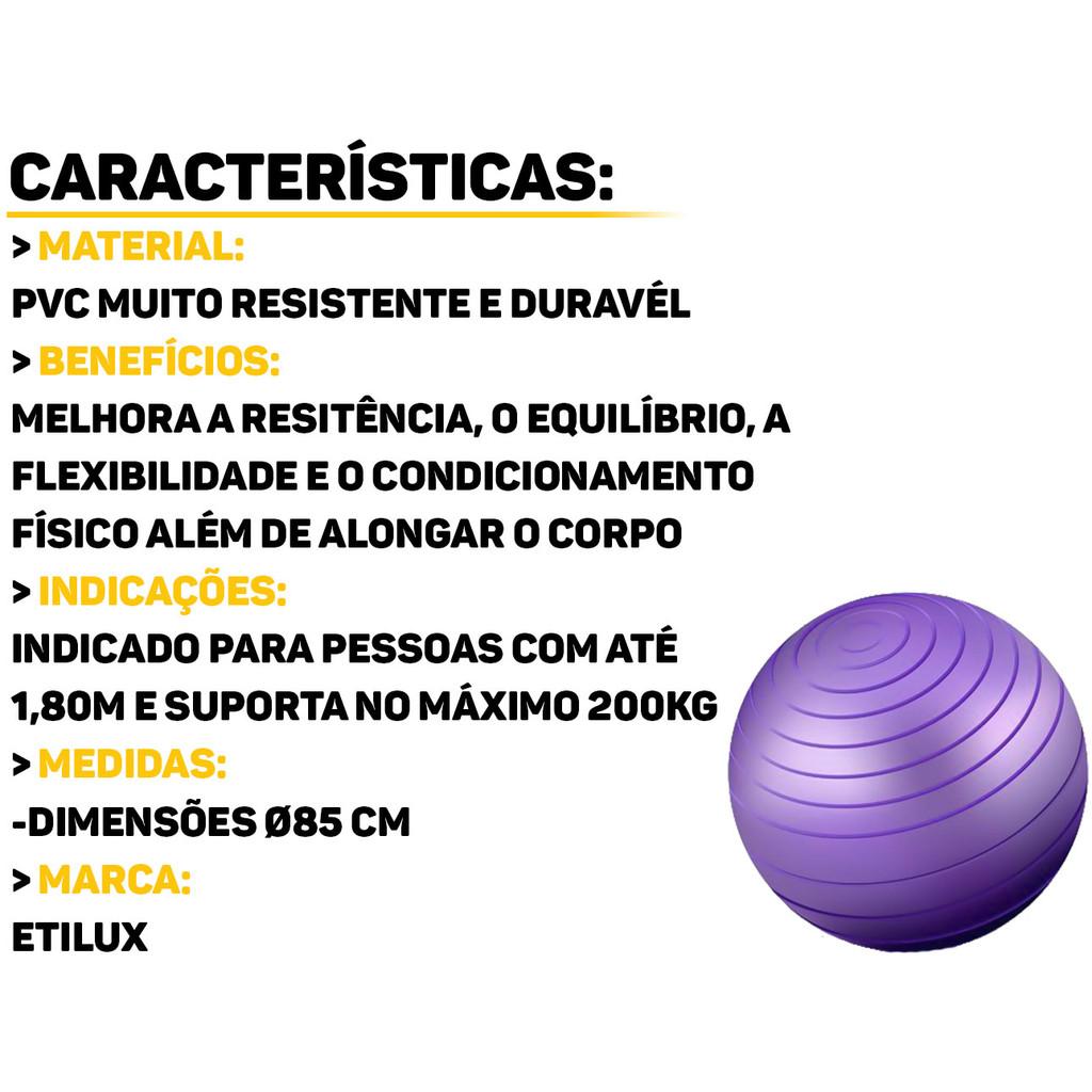 Bola Plástica Grande Inflável Para Exercícios Ginástica Yoga Pilates Alongamento 85cm