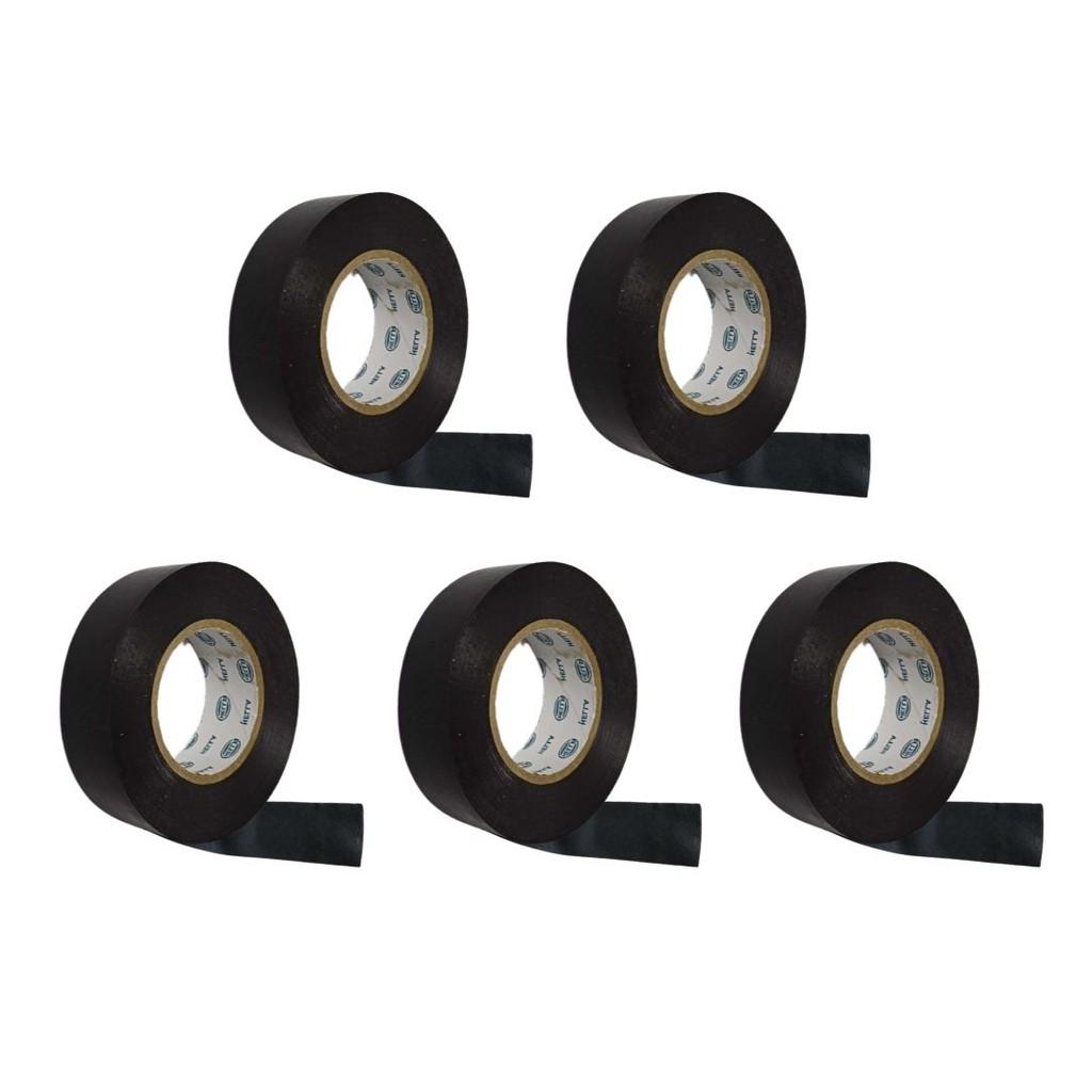 Kit 5 Fita Isolante 20 Metros 19mm Fita Isolante Resistente Fogo Graxa Umidade Fita Isolante Preta 20m 19mm Hella