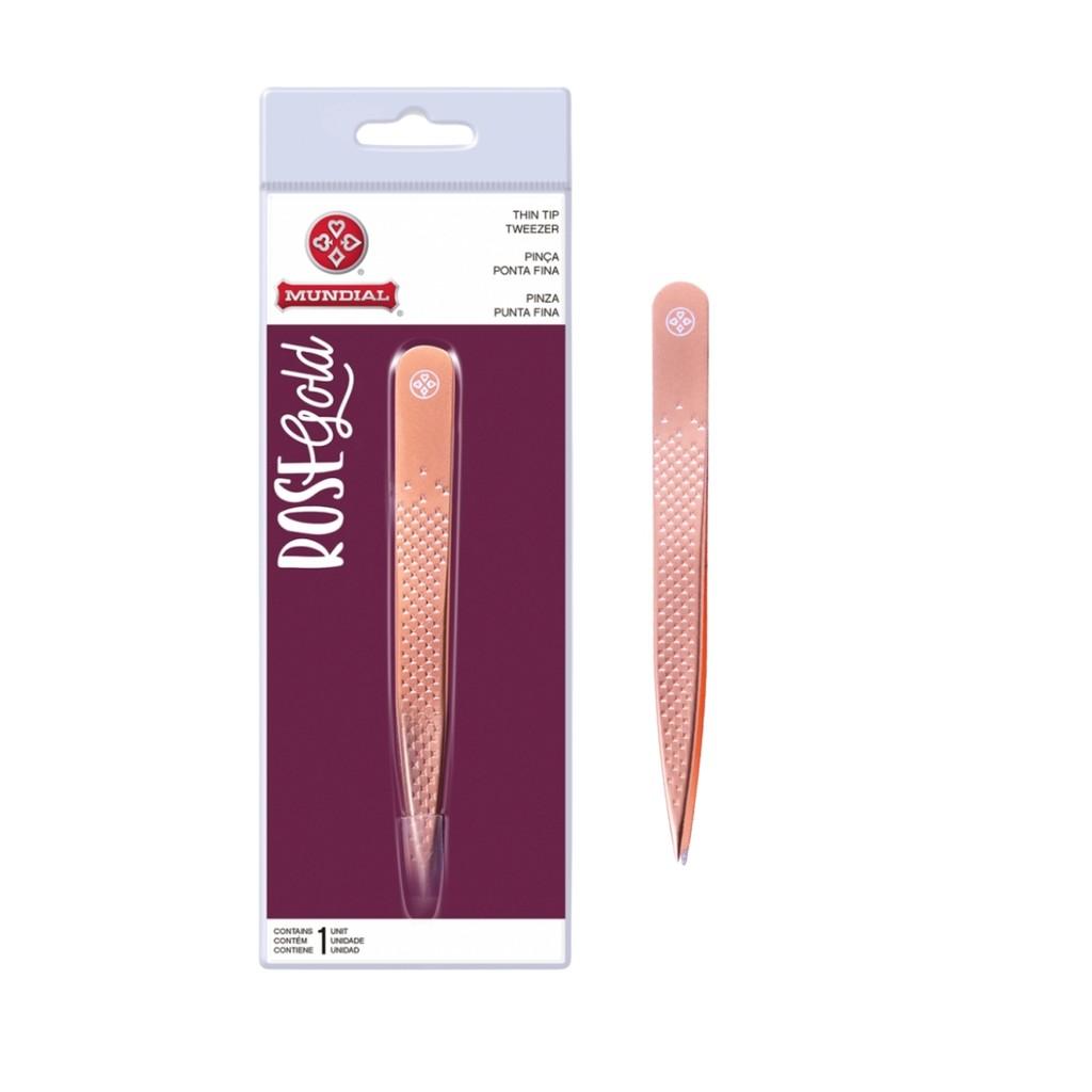 Kit Tesoura Bc701 E 3 Pinças Rose Gold Sobrancelhas Mundial
