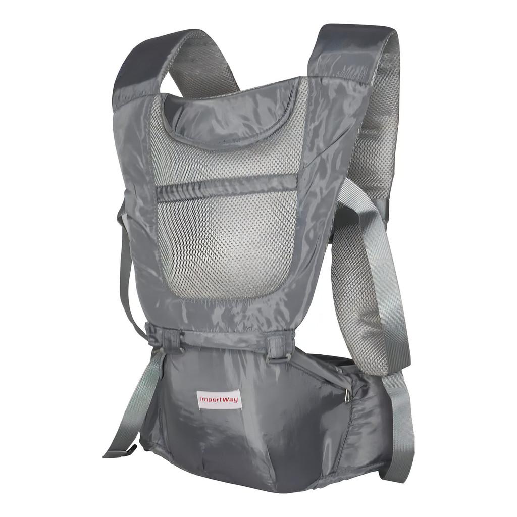 Canguru Ergonômico Bebê 6x1 Cinza Importway 3 A 24 Meses