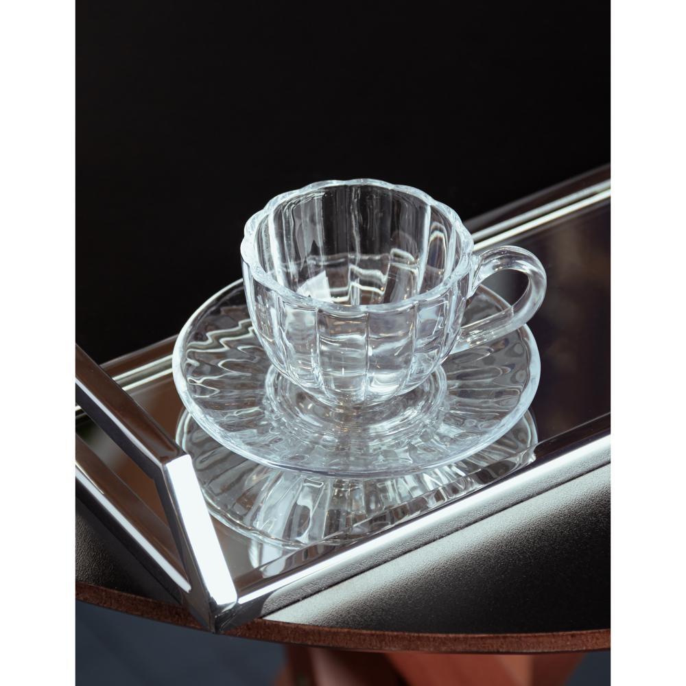 6 Xícaras De Café Wolff Pétala De Vidro Com Pires 100ml