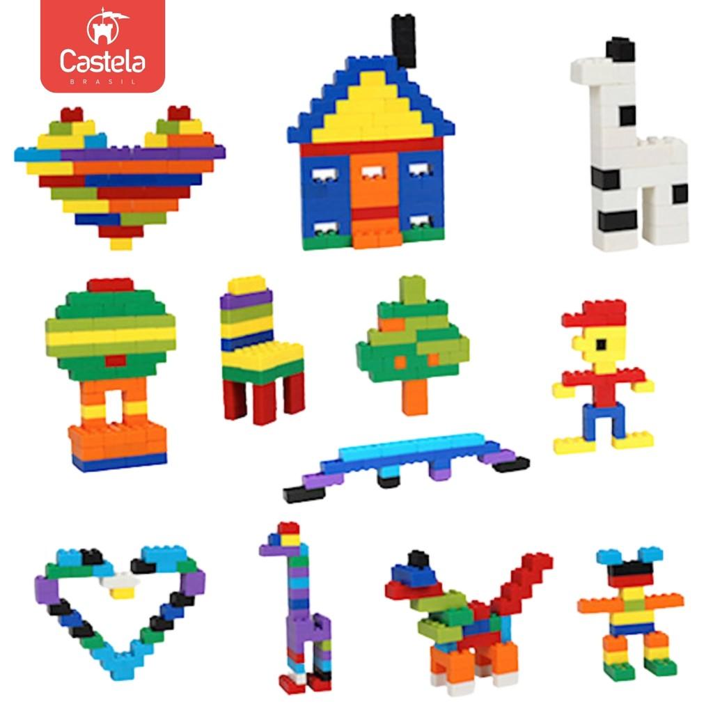 Brinquedo Blocos De Montar Infantil Educativo 500 Peças Castela