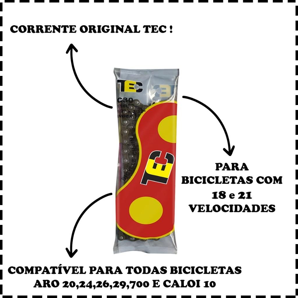 Corrente Para Bicicleta De Marcha Tec 6v Ou 7v Ou 18/21 Marchas 116 Elos Index -tec Original