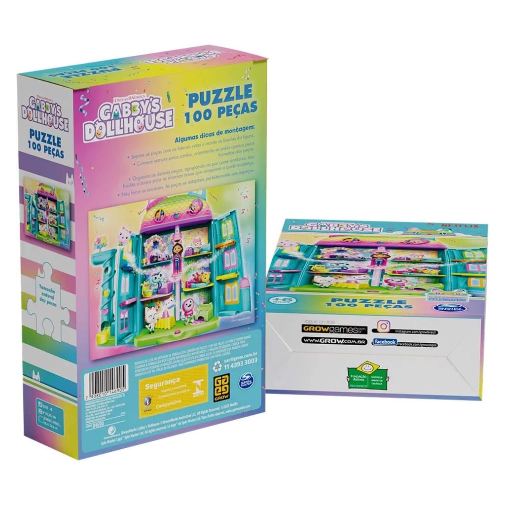 Quebra-cabeça 100 Peças Gabby S Dollhouse Brilhante Grow