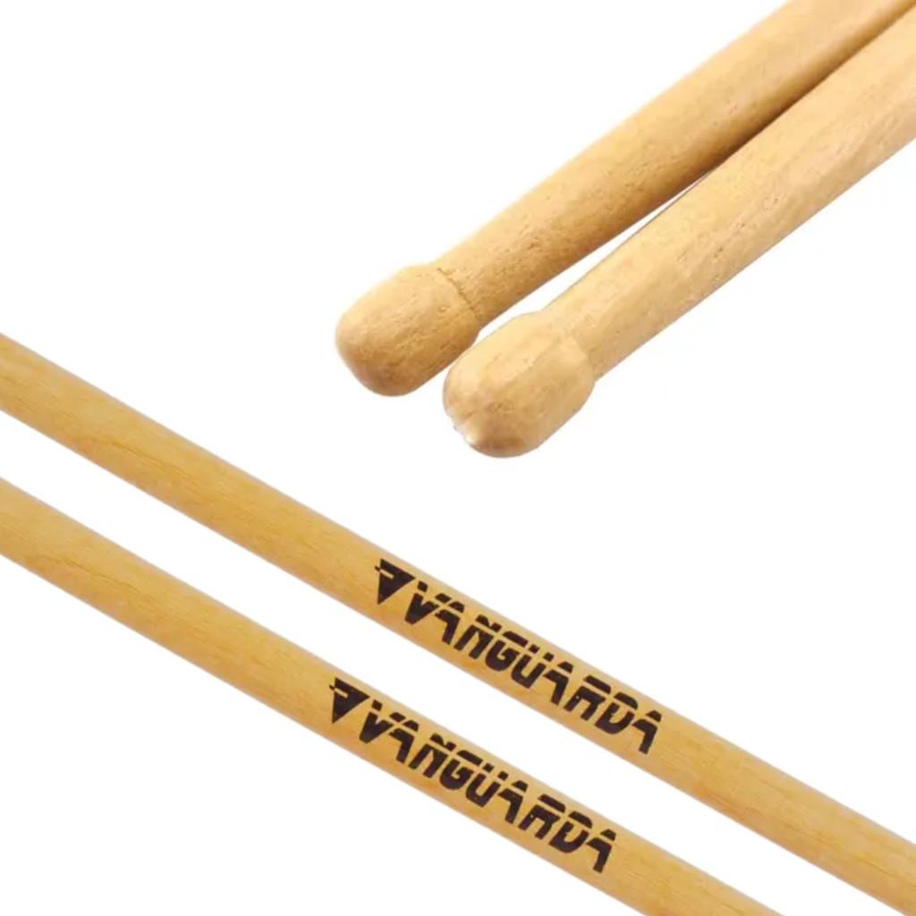 Kit 05 Pares De Baquetas Vanguarda Ponta De Madeira Oliva Bateria Percussão