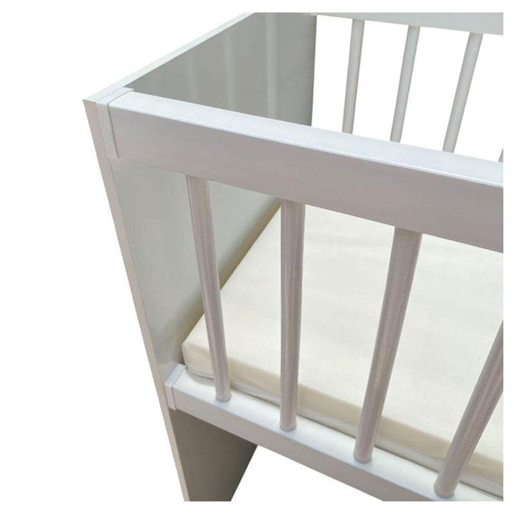 Mini Berço Moisés Alegria Com Colchão E Cômoda Gaveteiro Ternura Baby Branco Brilho - Incorplac