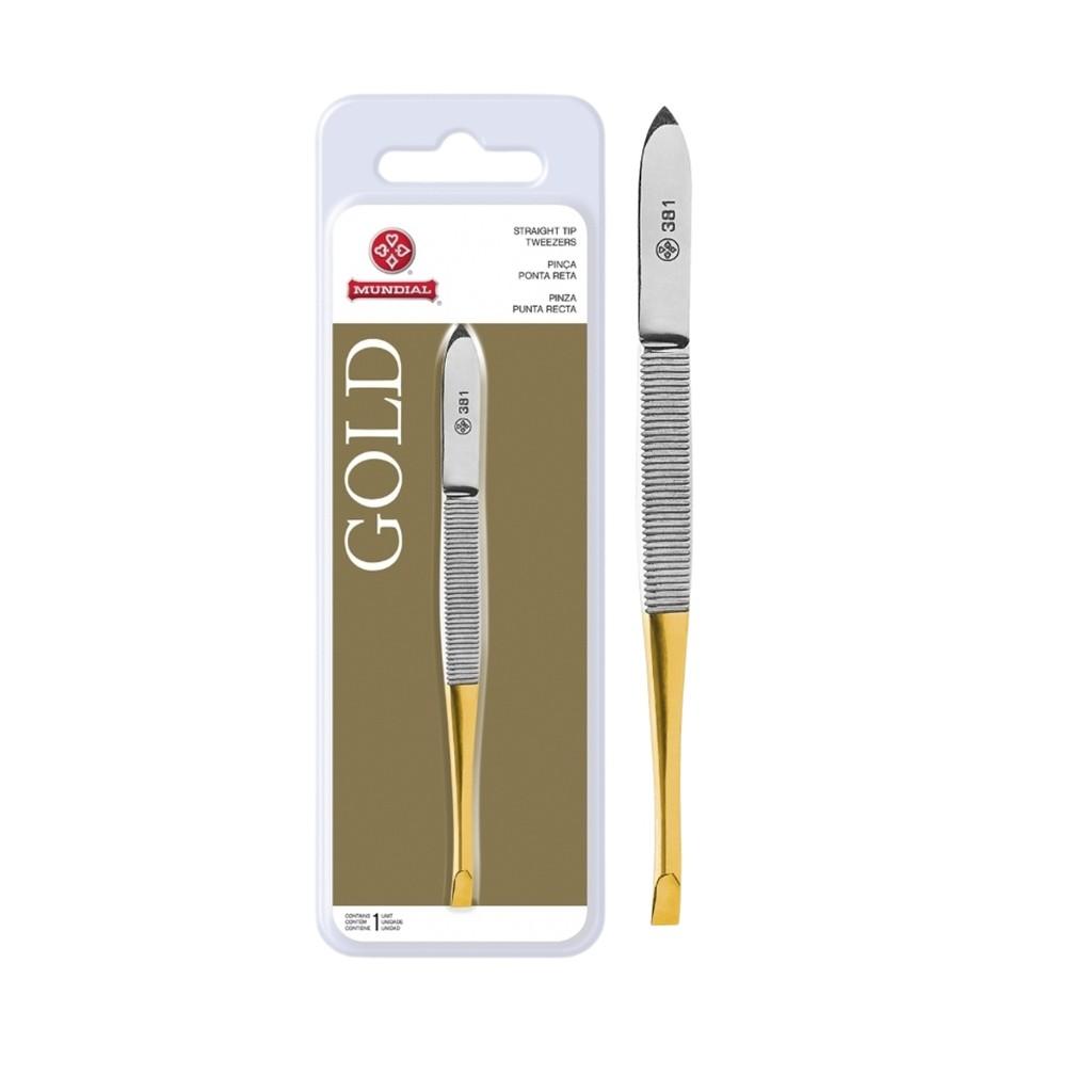 Kit Tesoura Bc701 E 2 Pinças Gold Sobrancelha Inox Mundial