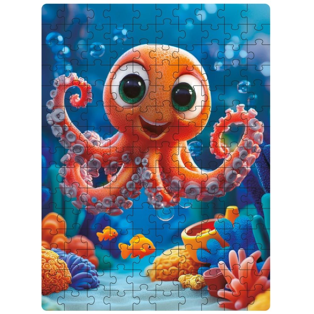 Quebra Cabeça Polvo 150 Peças Pais E Filhos Puzzle Mar Animais Natureza Peixe Água Criança Montar