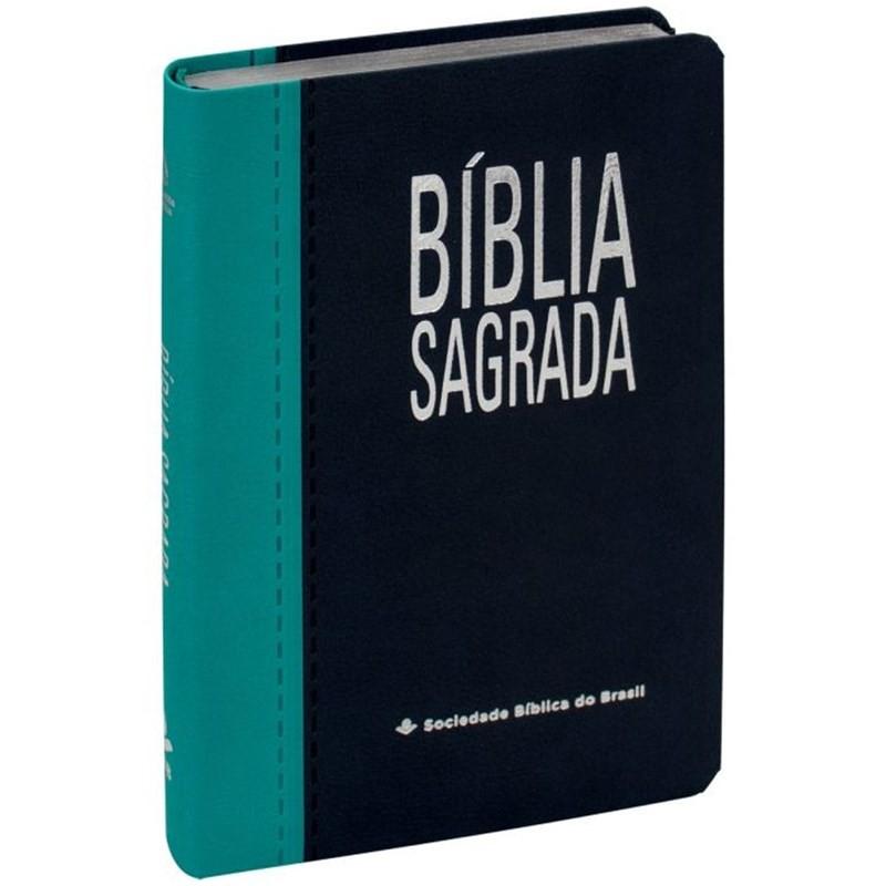 Bíblia Sagrada Naa Letra Grande Capa Turquesa E Azul Escuro