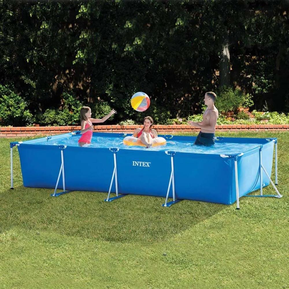 Piscina Estrutural Retangular 7.127 Litros Intex Com Bomba E Filtro