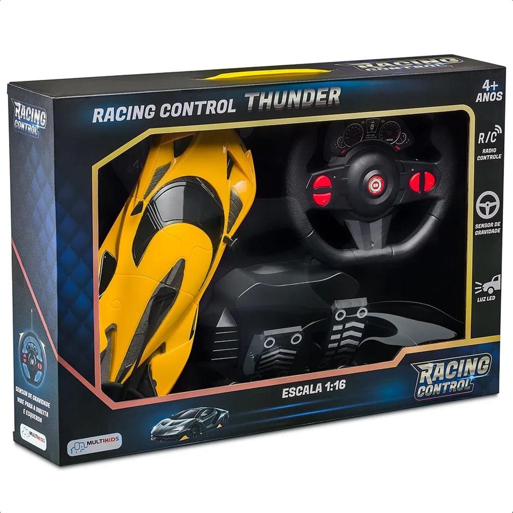 Brinquedo Carrinho De Controle Remoto Amarelo Com LED Racing Control Thunder Multikids