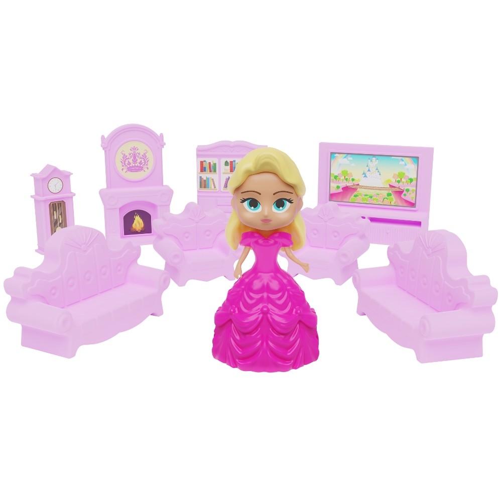 Salinha De TV Da Princesa Ggb Brinquedos Acessórios Bonecas Meninas 8 Móveis Casinha Cômodo 13 Peças