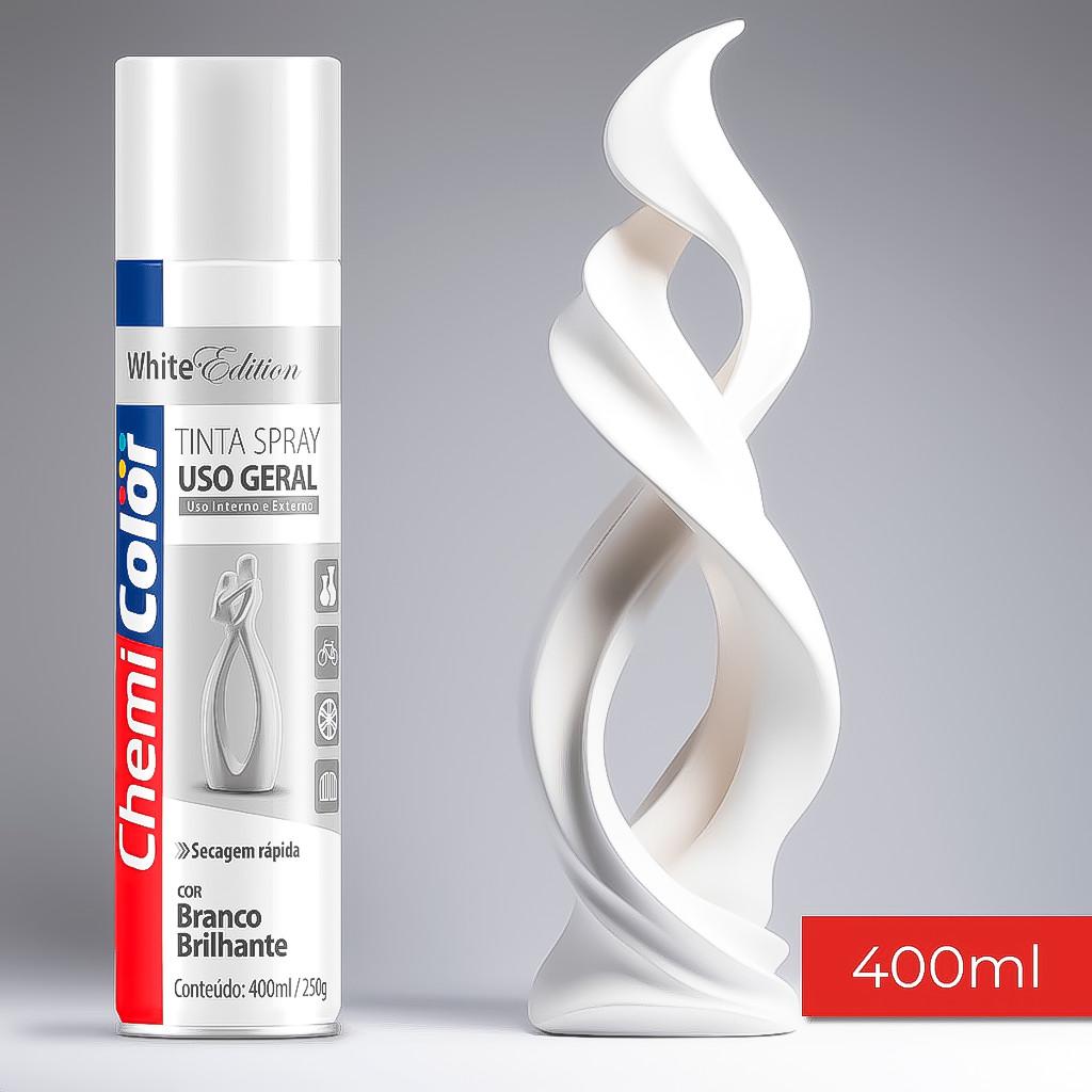 Tinta Spray Branco Brilhante 400ml Todas Uso Geral Secagem Rápida