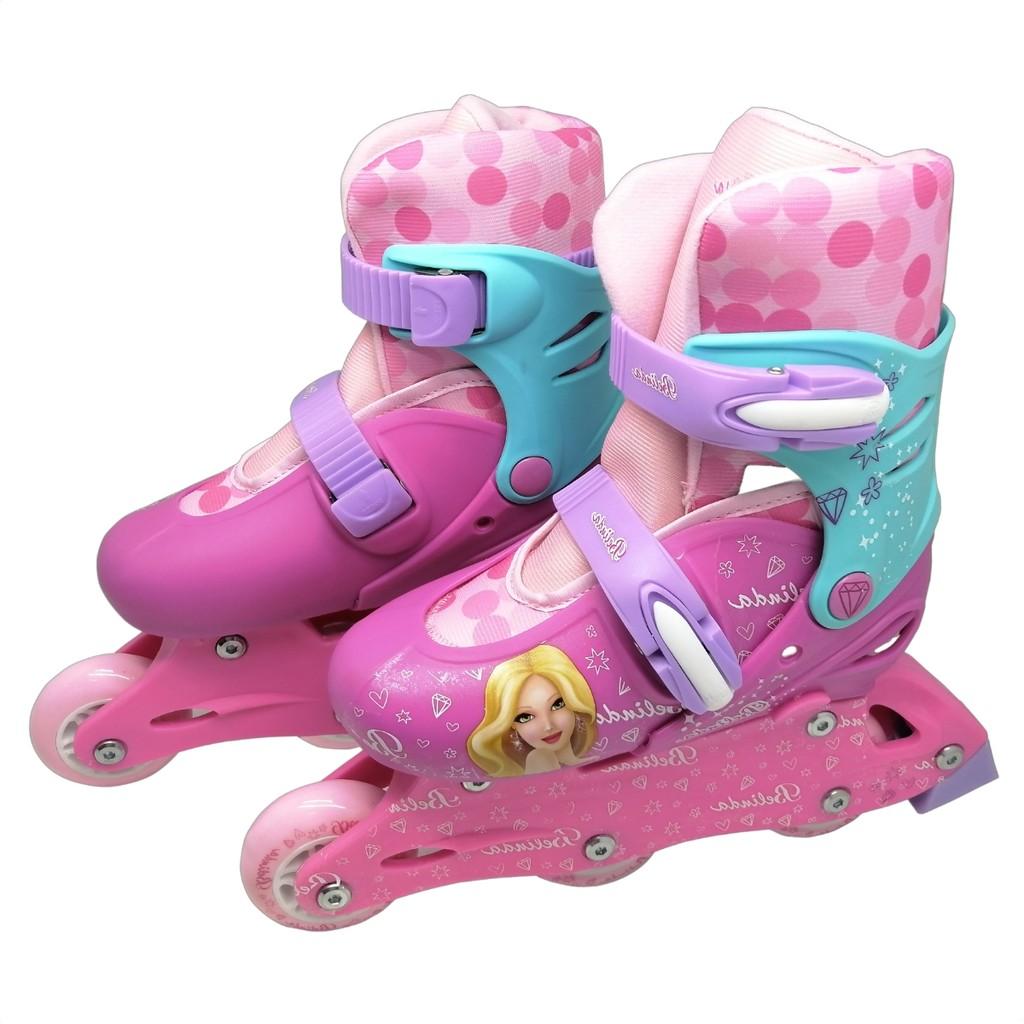 Patins Infantil Meninas Fashion Inline 2 Em 1 Tamanho Ajustavel 31-34