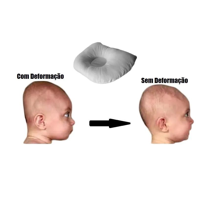 Travesseiro Bebê Bublim Anatômico Estampa Urso Bege