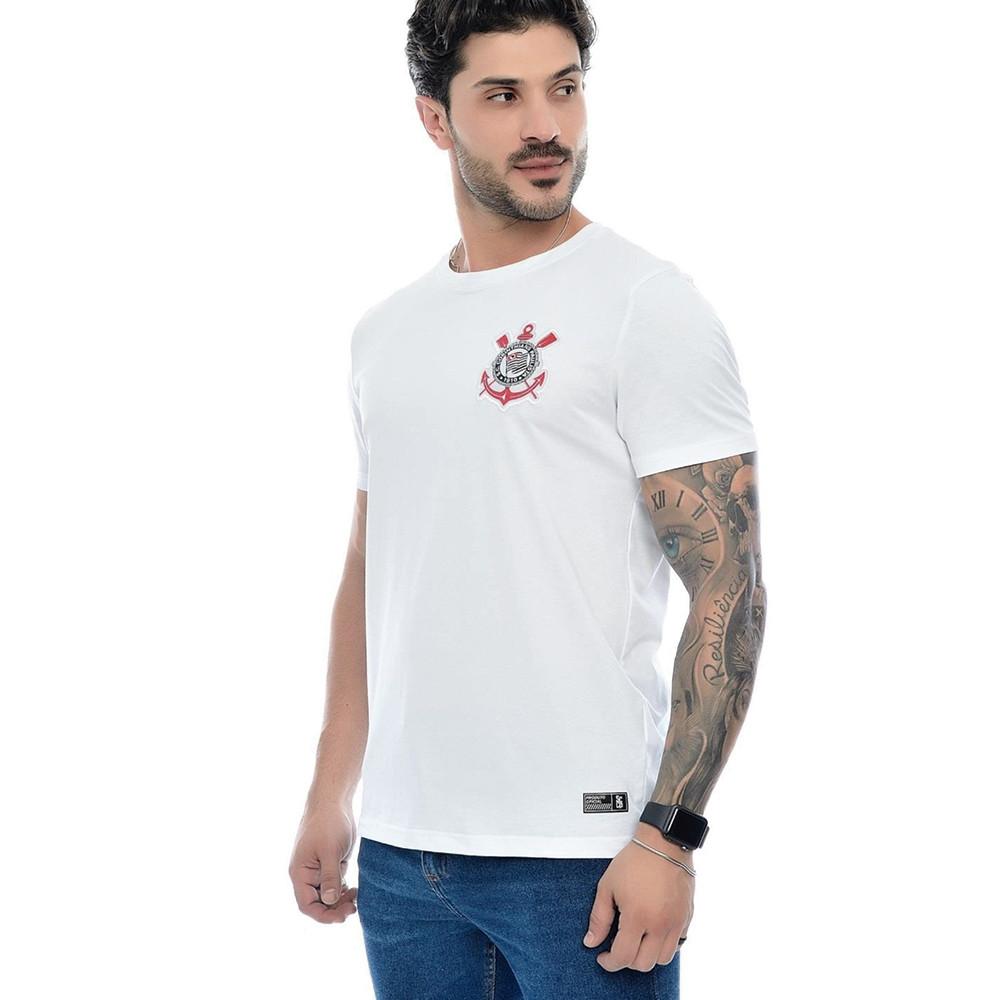 Camisa Torcedor Corinthians Algodão Branca Masculina Oficial