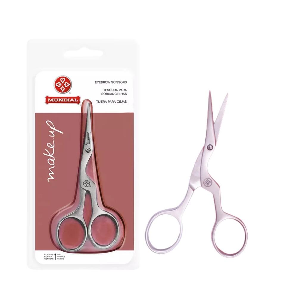 Kit Tesoura Bc701 E Pinça Gold 381P Sobrancelha Aço Mundial