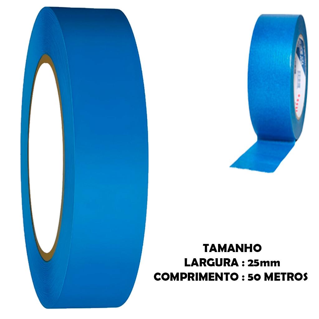 Fita Crepe Adesiva Azul Para Pintura Automotiva Parede Pintor Imobiliário Uso Geral Profissional