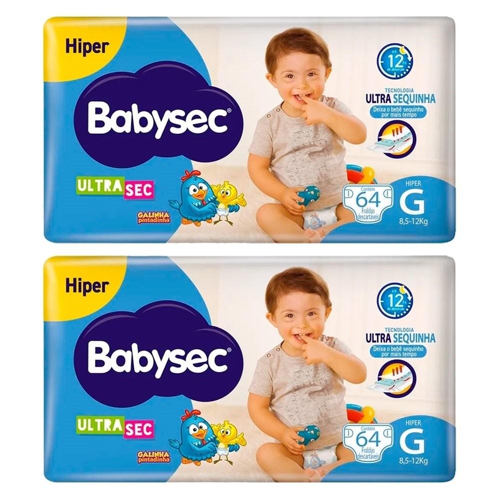 Fralda Descartável Babysec ULTRA Hiper Tamanho G - 2 Pacotes Com 60 Fraldas - Total 120 Tiras