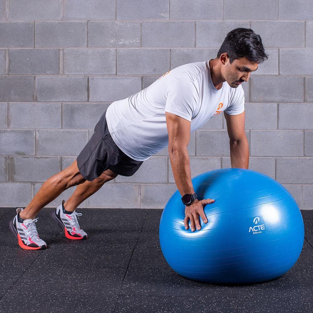 Bola Pilates 65 Cm Pvc Sistema Anti-estouro T9 Azul Acte